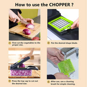 Vegetable Chopper,  Veggie Chopper, Multifunctional 12 in 1 Food Chopper, Vegetable Slicer Dicer with 8 Blades, Onion Chopper Vegetable Cutter with Salad Garlic Carrot