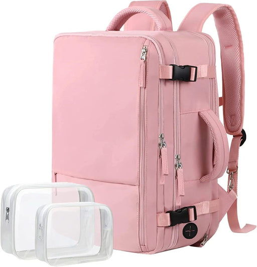 Extra Large Travel Backpack for Women as Person Item Flight Approved, 40L Carry on Backpack, 17 Inch Laptop Backpack, Waterproof Backpack, Hiking Backpack, Casual Bag Backpack(Pink) - Lacatang Shop