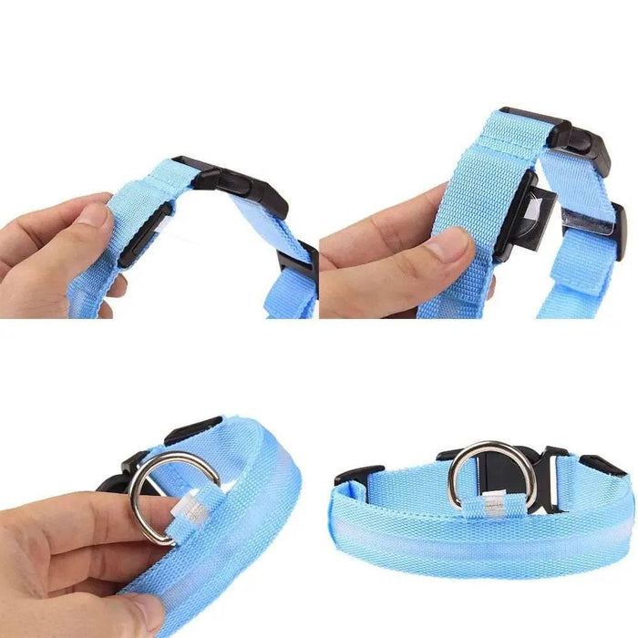 LED Adjustable Dog Collar Blinking Flashing Light up Glow Pets Safety Waterproof - Lacatang Shop