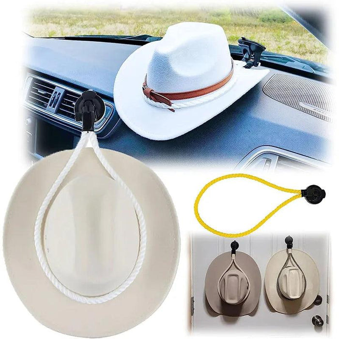 Cowboy Hat Holder Vehicle Car Window Cowboy Hat Mounts Hanger with Suction Cup Hat Rope Rack for Home Door and Wall - Lacatang Shop