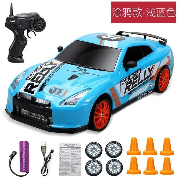 2.4G RC CAR With LED Light 4WD Remote Control Drift Cars Professional Racing Toys GTR Model AE86 for Children Christmas Gifts - Lacatang Shop