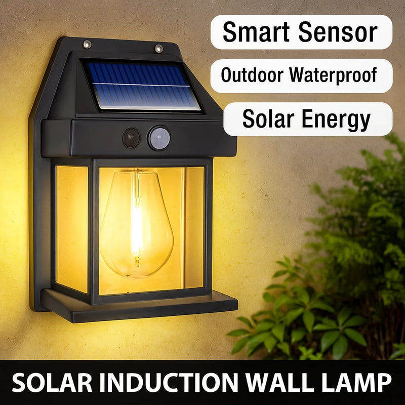 Solar Outdoor Waterproof LED Wall Light Powerful Solar Energy Lamp with Light Sensor for Garden Yard Fence House Decoration