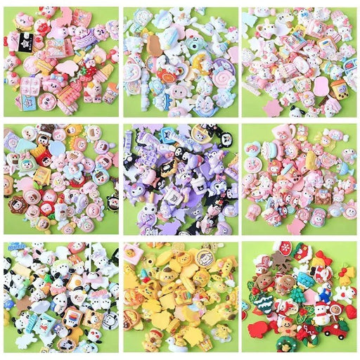 10 - Pack Kawaii Sanrio Resin Accessories for DIY Phone Cases and Headwear - Featuring Hello Kitty, Kuromi, and My Melody - Lacatang Shop