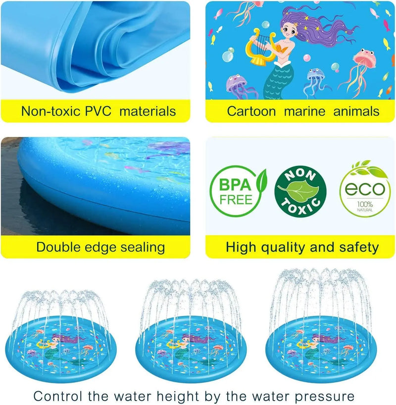 Kids Splash Pad Sprinkler for Outdoor Play - 3-in-1 Baby Pool and Water Toy Gift for Toddlers, Boys, and Girls (60" Splash Play Mat) Kids Splash Pad Sprinkler | 3-in-1 Baby Pool & Water Toy for Toddlers  AliExpress Lacatang Shop 