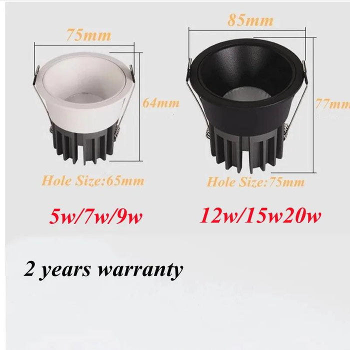 Recessed Downlights Dimmable AC220v 90-260v 12W 15W Lamp Round Led Cob Ceiling Room Bedroom Spot Light Home Decor Spot Kitchen - Lacatang Shop