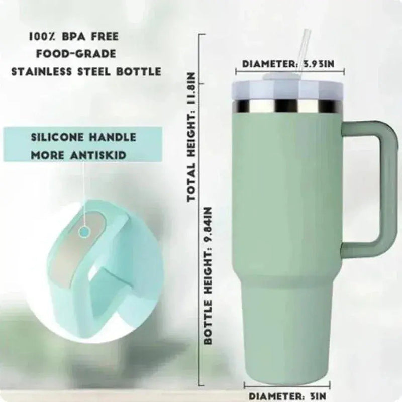 1200ML 304 Stainless Steel Insulated Water Bottle,Thermal Coffee Car Cup, Cold Hot Mugs Vacuum Flask With Handle Straw,For Sport - Lacatang Shop