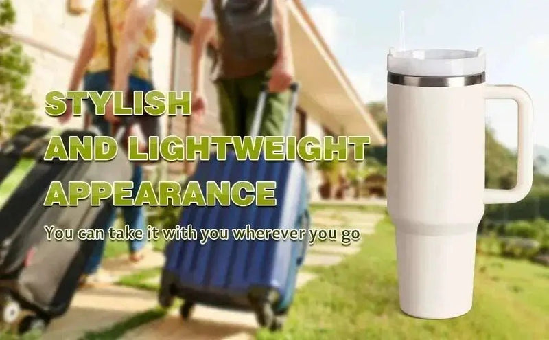 1200ML 304 Stainless Steel Insulated Water Bottle,Thermal Coffee Car Cup, Cold Hot Mugs Vacuum Flask With Handle Straw,For Sport - Lacatang Shop