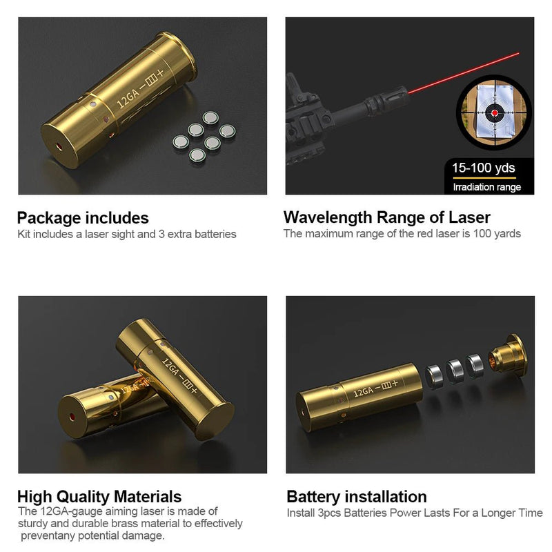 12GA/9MM/38Spl/357Mag/Cal. 45ACP/380ACP/7.62x35/Cal 6.5mm Dry Fire Laser Calibrator with Battery - Lacatang Shop