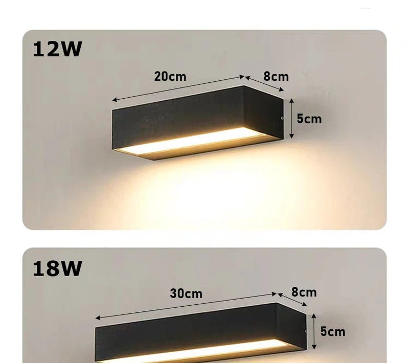 12W 18W 30W LED Wall Lamp Outdoor Waterproof Strip Wall Lights Porch Sign Lighting Courtyard Garden Decor Light Fixture Aluminum - Lacatang Shop
