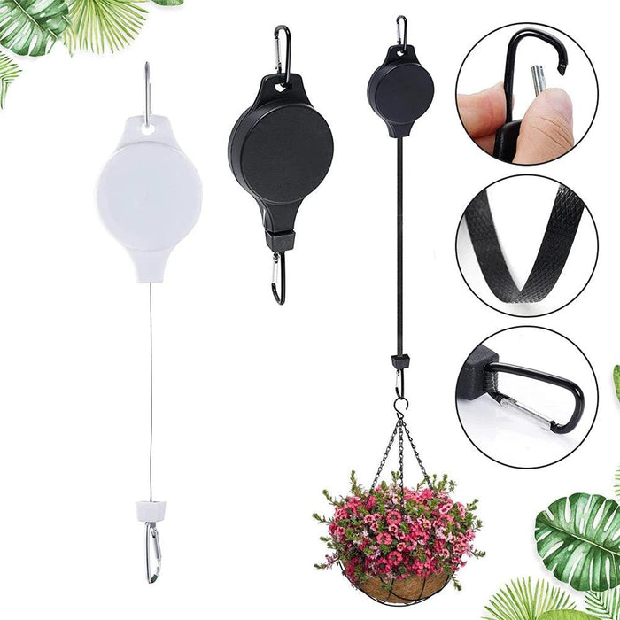 Garden Baskets Pots Hanging Hook Adjustable Lift Plant Pulley Set Retractable Pulley Pull down Hanger Plants Flower Hanger Hook - Lacatang Shop