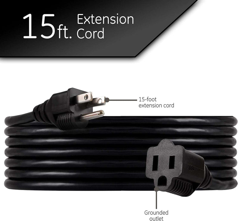 15 Ft Heavy Duty Outdoor Extension Cord, 16 Gauge, 3 - Prong - Lacatang Shop