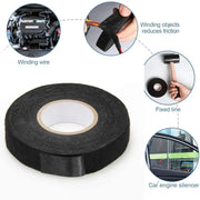 15 Meter Heat - resistant Fabric Tape Black Adhesive Electrical Insulating Cloth Tape for Car Cable Harness Wiring Loom Protection - Lacatang Shop