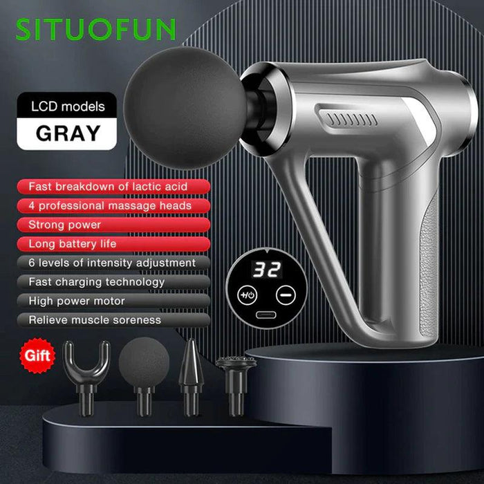 SITUOFUN Massage Gun 32 Levels Deep Tissue Neck Body Back Muscle Sport Electric Pistol Massager Exercise Relaxation Pain Relief - Lacatang Shop