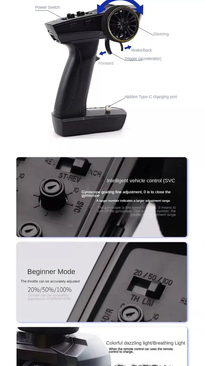 1/76 RC Mini Drift Car TURBO RACING Rear Wheel Drive Racing Built in Metal Weights for Boys Gift RTR Mode - Lacatang Shop