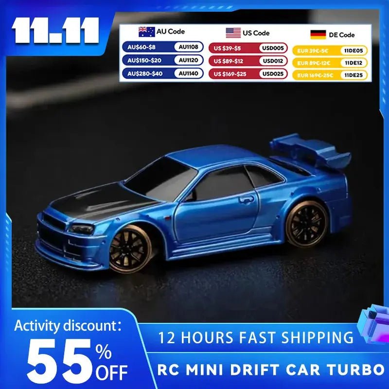 1/76 RC Mini Drift Car TURBO RACING Rear Wheel Drive Racing Built in Metal Weights for Boys Gift RTR Mode - Lacatang Shop