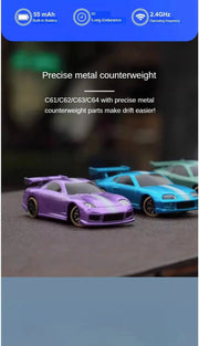 1/76 RC Mini Drift Car TURBO RACING Rear Wheel Drive Racing Built in Metal Weights for Boys Gift RTR Mode - Lacatang Shop