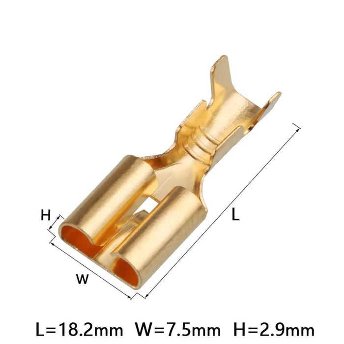 100Pcs/200Pcs H62 Brass Tinned 6.3Mm Automotive Terminal Automotive Connector Female Terminal E6.3B - Lacatang Shop