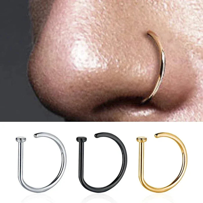 Women Men Fake Piering Nose Ring Earrings Fashion punk Non Piercing Nose Clip Stainless Steel Perforation Septum Body Jewelry