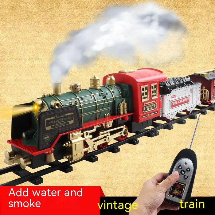 Remote Control Rail Car Smoke Music Light Christmas Charging Train Children's Toys - Lacatang Shop