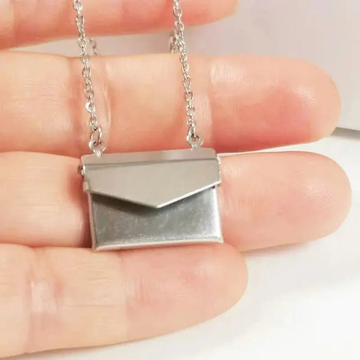 1pc Tiny Handbag Shape Photo Frame Stainless Steel Charms Floating Envelope Locket Necklaces Women Men Lover Memorial Jewelry - Lacatang Shop