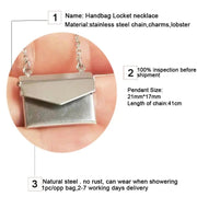 1pc Tiny Handbag Shape Photo Frame Stainless Steel Charms Floating Envelope Locket Necklaces Women Men Lover Memorial Jewelry - Lacatang Shop