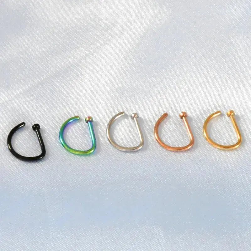1pc Women Men Fake Piering Nose Ring Earrings, Fashion Punk Non Piercing Nose Clip Stainless Steel Septum Body Jewelry - Lacatang Shop