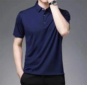 2024 Men's New Solid Color Business Casual POLO Shirt Summer Fashion Casual Short Sleeve Comfortable and Breathable Top - Lacatang Shop