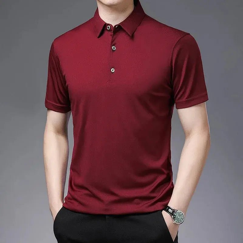 2024 Men's New Solid Color Business Casual POLO Shirt Summer Fashion Casual Short Sleeve Comfortable and Breathable Top - Lacatang Shop
