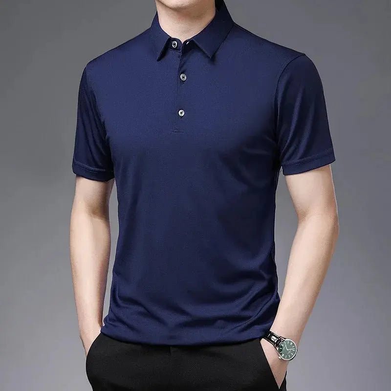 2024 Men's New Solid Color Business Casual POLO Shirt Summer Fashion Casual Short Sleeve Comfortable and Breathable Top - Lacatang Shop