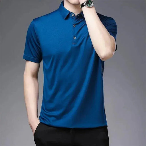 2024 Men's New Solid Color Business Casual POLO Shirt Summer Fashion Casual Short Sleeve Comfortable and Breathable Top - Lacatang Shop