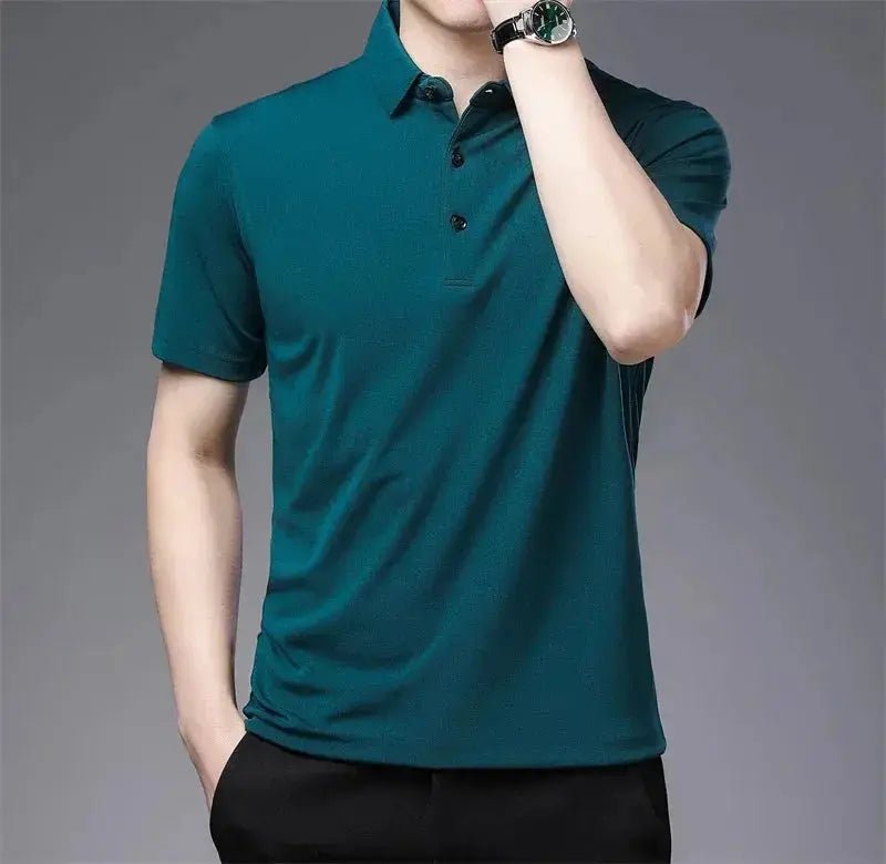 2024 Men's New Solid Color Business Casual POLO Shirt Summer Fashion Casual Short Sleeve Comfortable and Breathable Top - Lacatang Shop