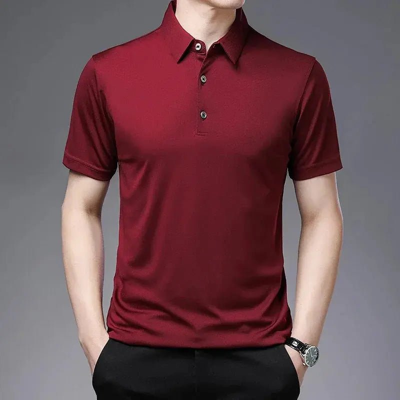 2024 Men's New Solid Color Business Casual POLO Shirt Summer Fashion Casual Short Sleeve Comfortable and Breathable Top - Lacatang Shop