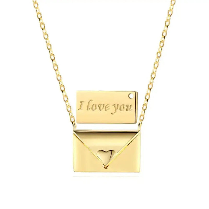 2024 New Arrival Fashion Gold Silver Color Envelope Necklace Pendant for Women Valentine's Day Gift Jewelry Wholesale X6229 - Lacatang Shop