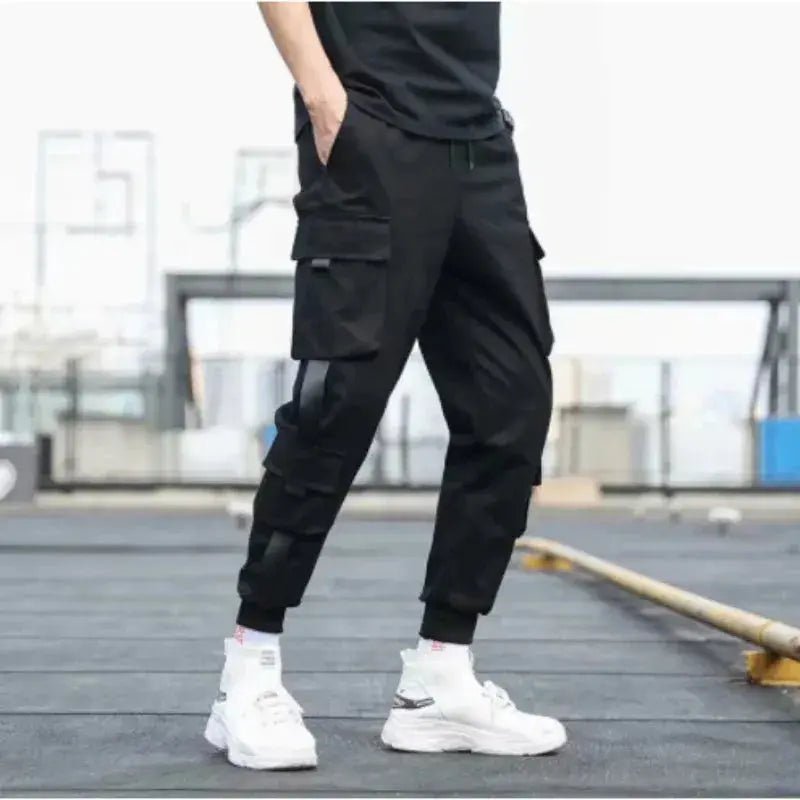 2024 Spring Autumn New Men's Korean Fashion Multi - pocket Loose Ins Nine - minute Drawstring Leg Work Pants Casual Daily Sweatpants - Lacatang Shop
