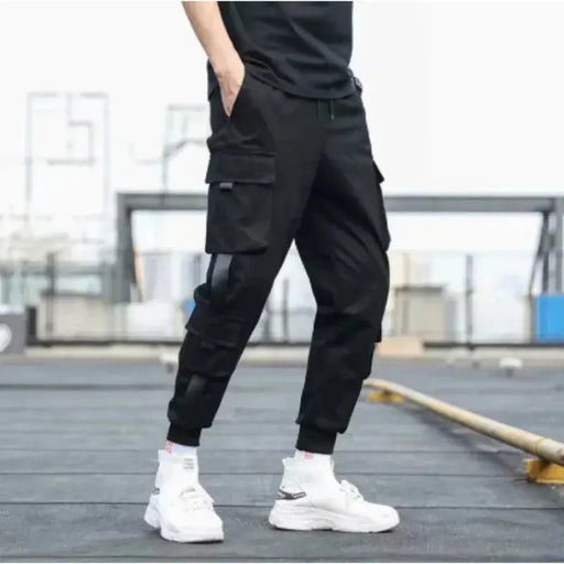 2024 Spring Autumn New Men's Korean Fashion Multi - pocket Loose Ins Nine - minute Drawstring Leg Work Pants Casual Daily Sweatpants - Lacatang Shop