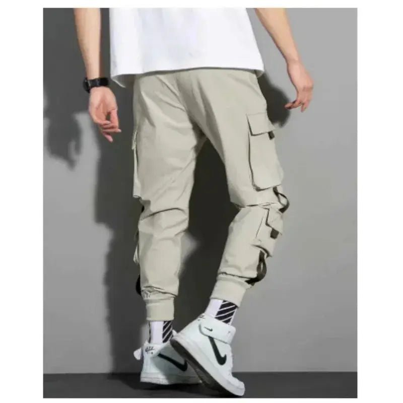 2024 Spring Autumn New Men's Korean Fashion Multi - pocket Loose Ins Nine - minute Drawstring Leg Work Pants Casual Daily Sweatpants - Lacatang Shop
