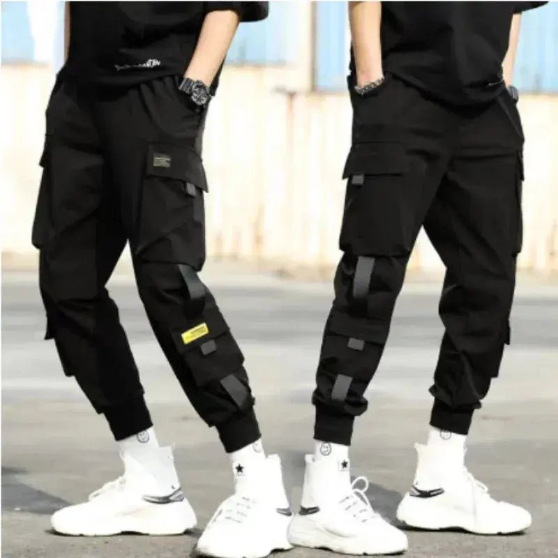 2024 Spring Autumn New Men's Korean Fashion Multi - pocket Loose Ins Nine - minute Drawstring Leg Work Pants Casual Daily Sweatpants - Lacatang Shop