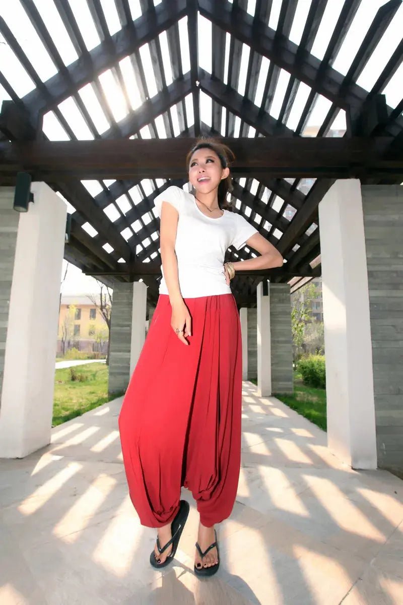 2024 Spring Women Casual Loose Harem Pants Solid Elastic Waist Summer Wide Leg Pants Plus size Cotton linen Trousers 4XL 5XL - Lacatang Shop