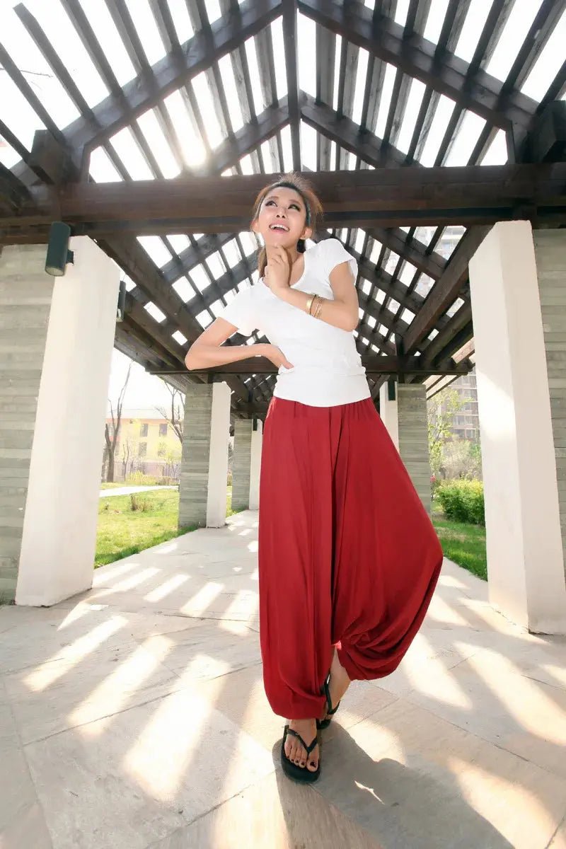 2024 Spring Women Casual Loose Harem Pants Solid Elastic Waist Summer Wide Leg Pants Plus size Cotton linen Trousers 4XL 5XL - Lacatang Shop