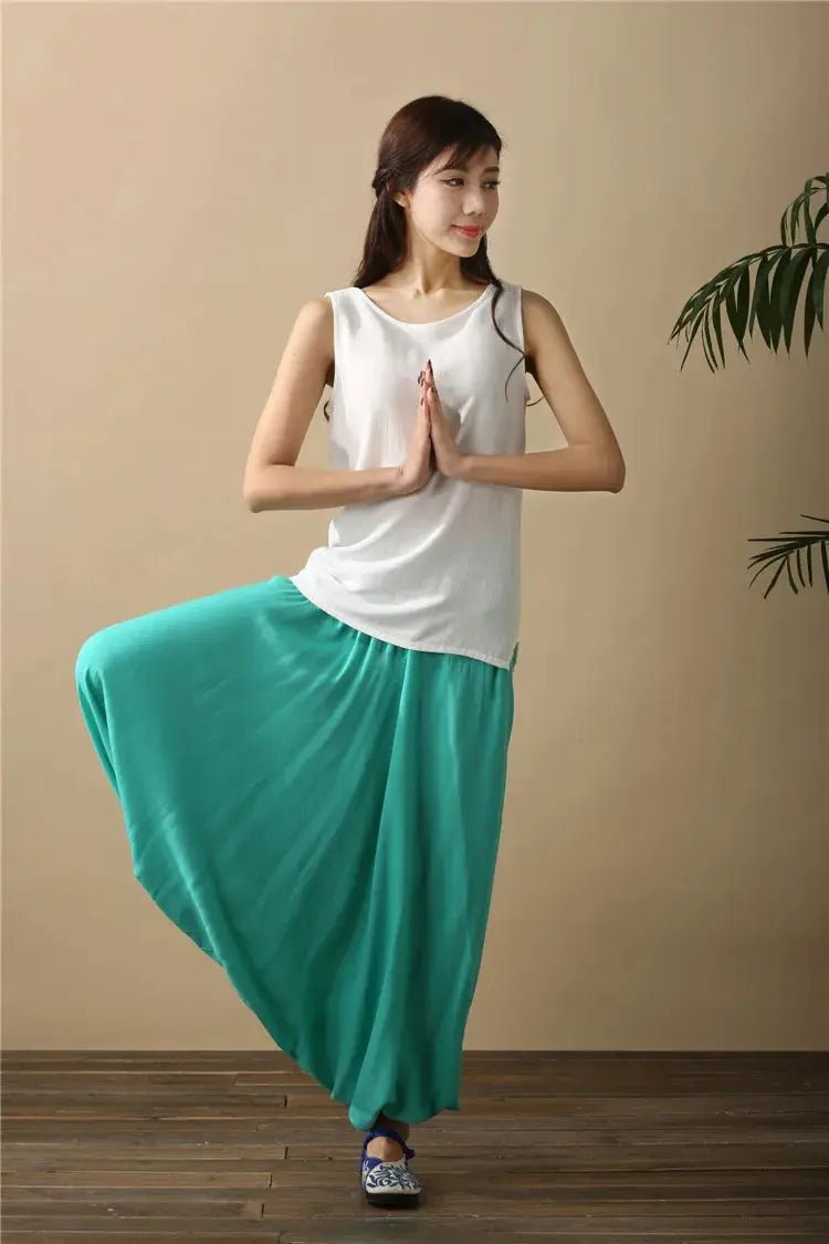 2024 Spring Women Casual Loose Harem Pants Solid Elastic Waist Summer Wide Leg Pants Plus size Cotton linen Trousers 4XL 5XL - Lacatang Shop