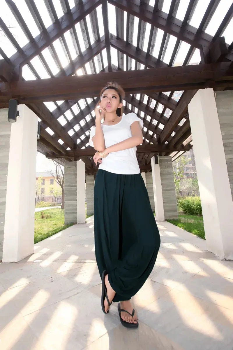 2024 Spring Women Casual Loose Harem Pants Solid Elastic Waist Summer Wide Leg Pants Plus size Cotton linen Trousers 4XL 5XL - Lacatang Shop