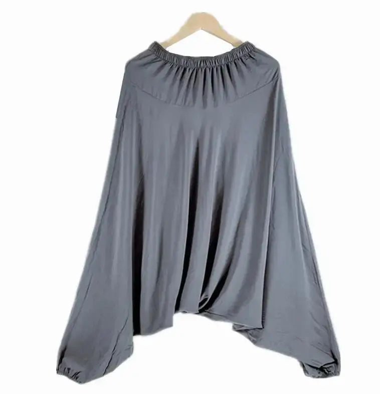 2024 Spring Women Casual Loose Harem Pants Solid Elastic Waist Summer Wide Leg Pants Plus size Cotton linen Trousers 4XL 5XL - Lacatang Shop