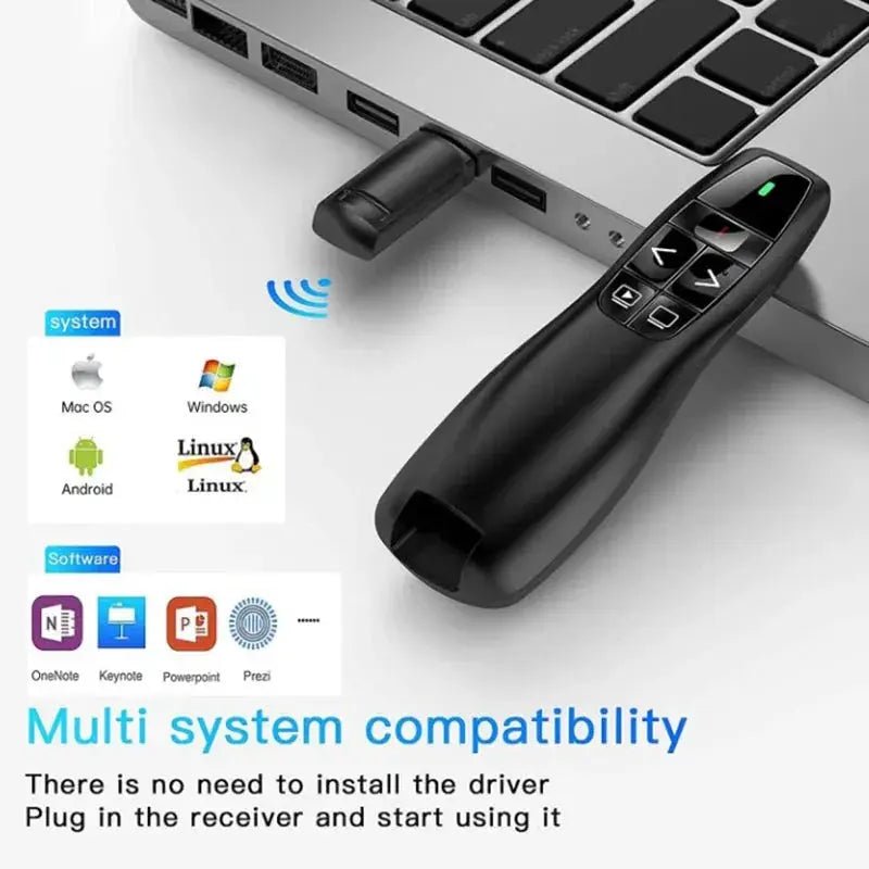 2.4Ghz USB Wireless Presenter Red Laser - Pen Pointer PPT Remote Control With Handheld Pointer For PowerPoint Presentation - Lacatang Shop