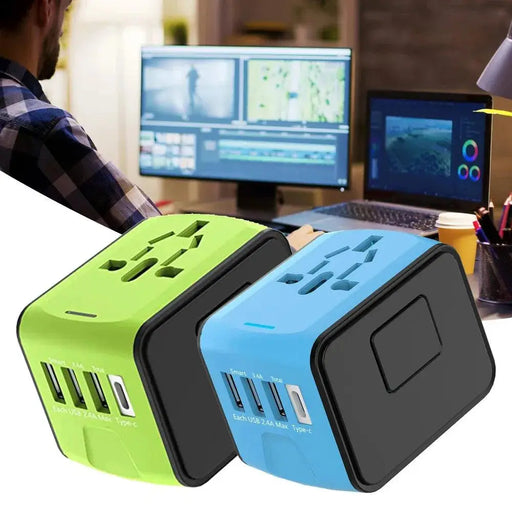 Universal Travel Adapter with 4 USB Ports and Type-C Socket - Worldwide Compatibility Universal Travel Adapter with 4 USB Ports and Type-C Socket -   AliExpress Lacatang Shop 