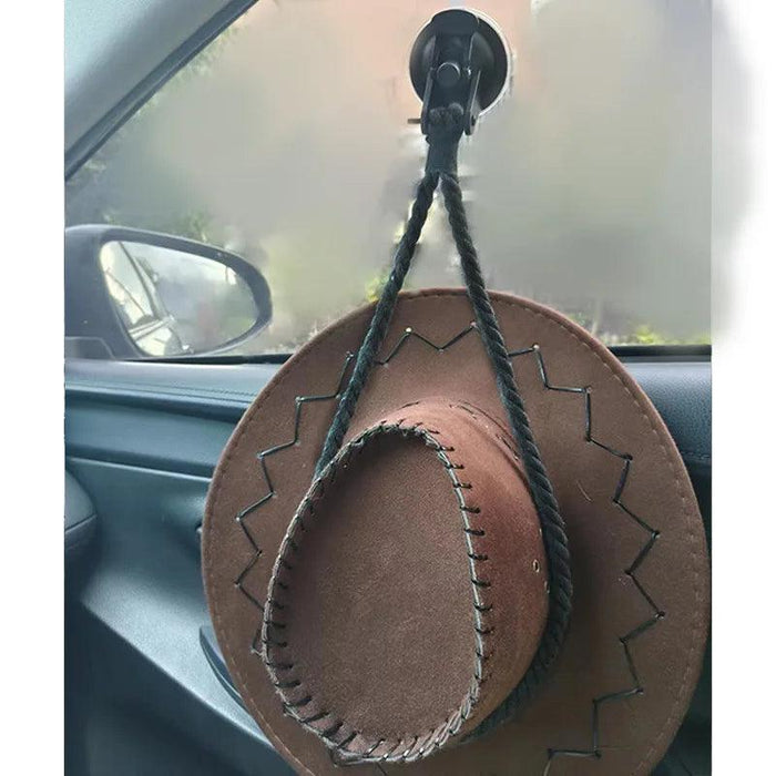 Cowboy Hat Holder Vehicle Car Window Cowboy Hat Mounts Hanger with Suction Cup Hat Rope Rack for Home Door and Wall - Lacatang Shop