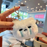 2pcs Cute Squeaky Plush Bunny Keychain,Angry & Crying Rabbit Bag Charm For Couples,Students Backpack Decoration Couple Pendant - Lacatang Shop
