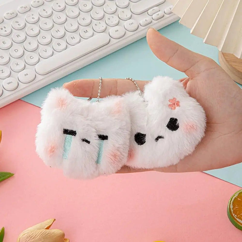 2pcs Cute Squeaky Plush Bunny Keychain,Angry & Crying Rabbit Bag Charm For Couples,Students Backpack Decoration Couple Pendant - Lacatang Shop