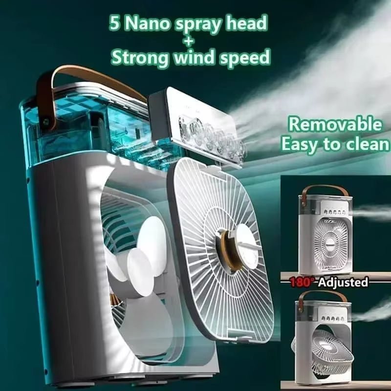3 in 1 Portable Air Cooler Fan with LED Light & Humidifier - Lacatang Shop