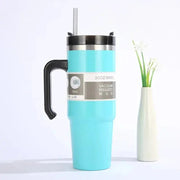 30/oz Stainless Steel Vacuum Insulated Tumbler with Lid Thermal Coffee Car Cup Travel Mug Medium capacitywith Handle Straw Mug - Lacatang Shop
