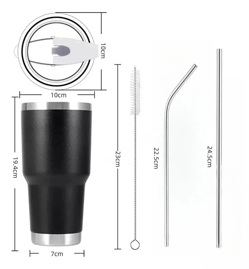 30oz Tumbler With Lids and Straws, Stainless Steel Vacuum Insulated Coffee Tumblers, Insulated Travel Mug Water Cup - Lacatang Shop